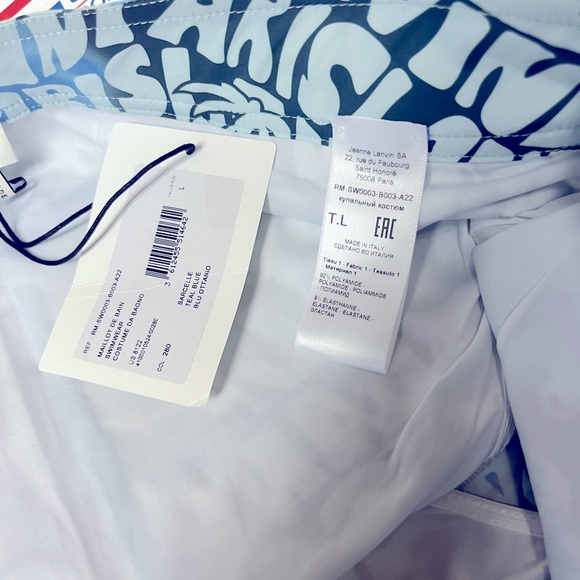 Lanvin Blue Wave Print Swim Trunks - Picture 8 of 9